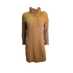 American Eagle Brown Cable Knit Sweater Dress Fall Winter Office Size M EUC